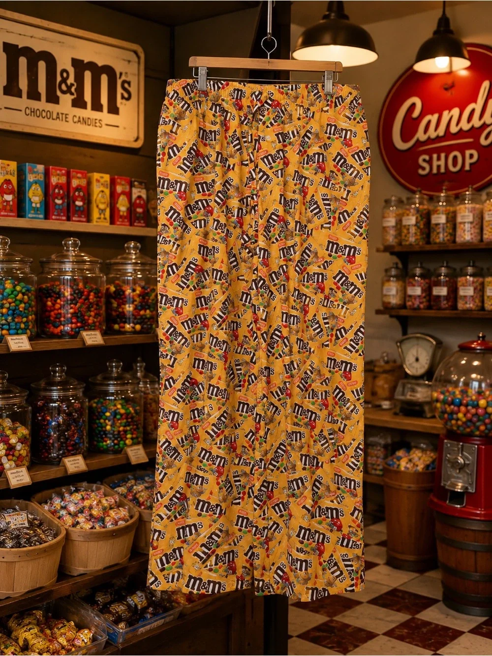 M&M’s Peanut Print Pajama Pants Lounge Sleep Pants Size Large EUC - Picture 3 of 10